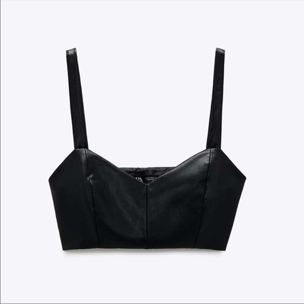 Faux leather crop top